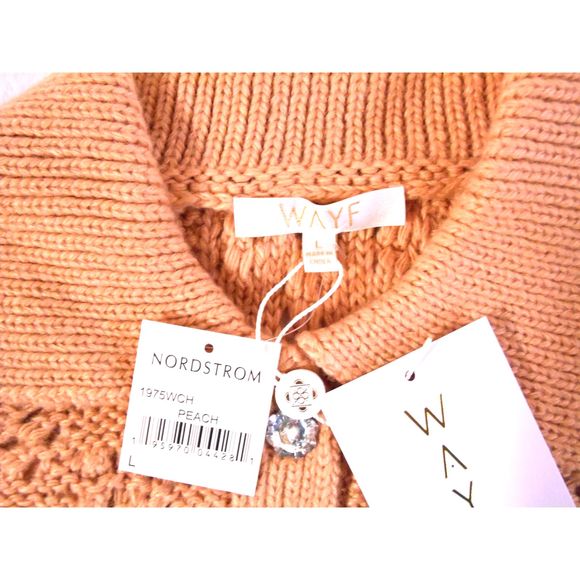 WAYF Stevie Pointelle Loose Knit Soft Pullover Peach M NWT (B5) - Picture 5 of 8